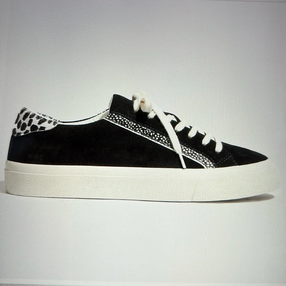 Madewell Sidewalk Low-Top Suede and Spot Calf Hair Sneakers Womens 8